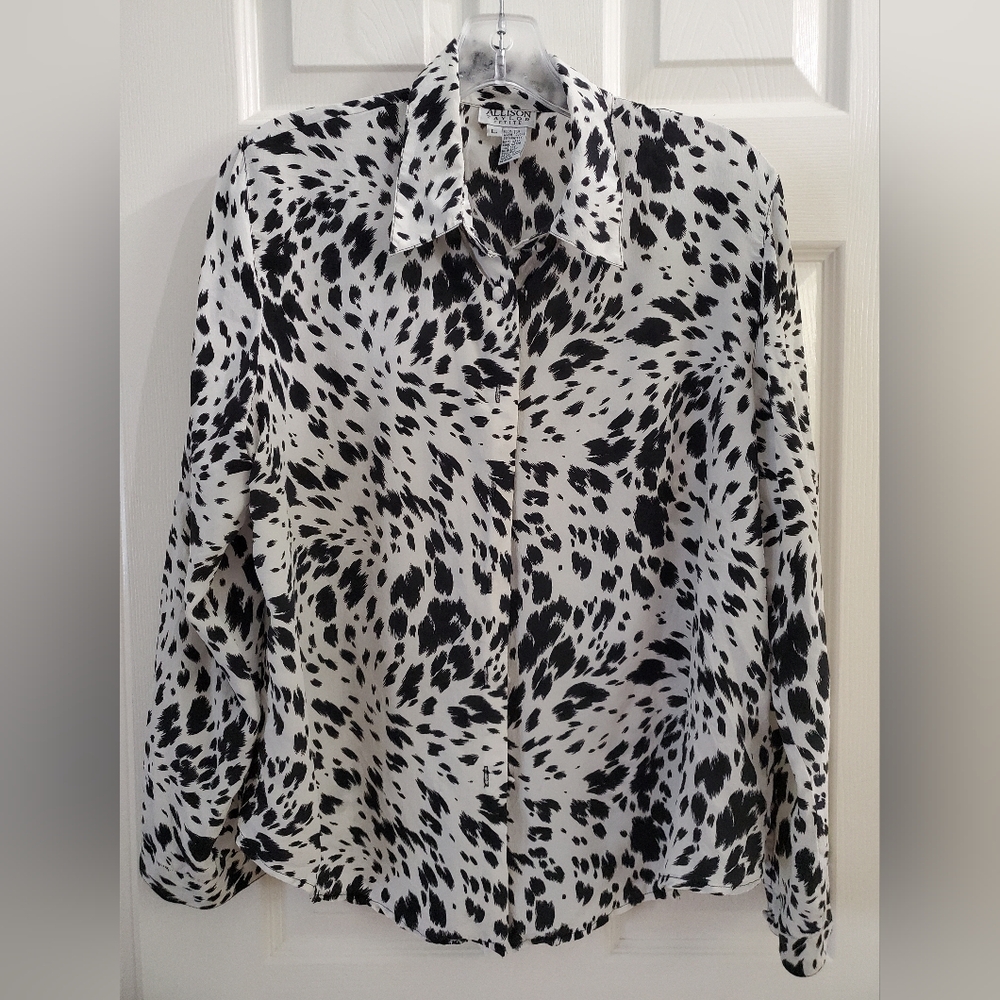 Allison Taylor Monochrome Animal Print Top